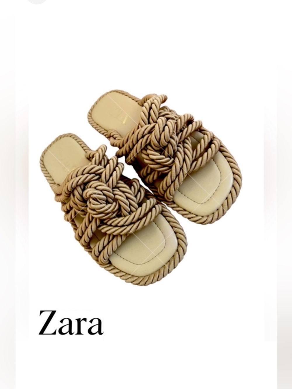 Zara Low Heel Knotted Braid Slide Sandal